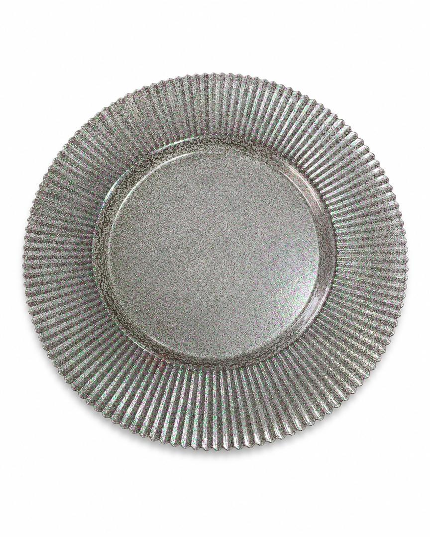 Silver Ribbed Rubber Charger Plate