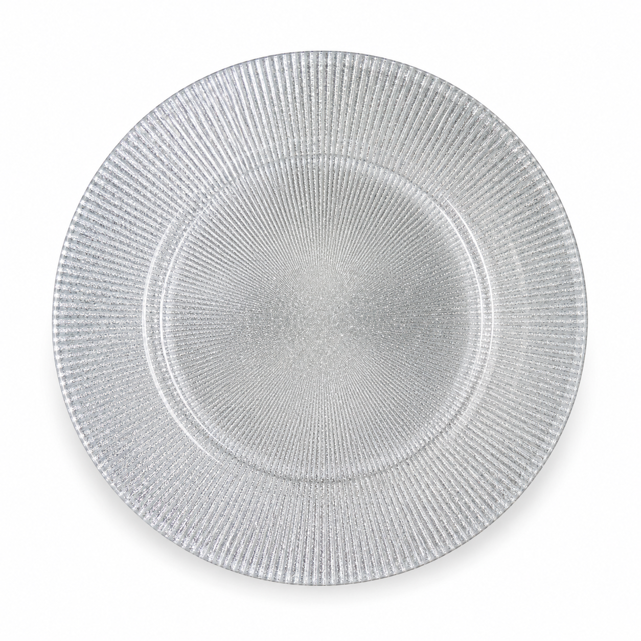 Silver Glitter Ribbed Charger Plate